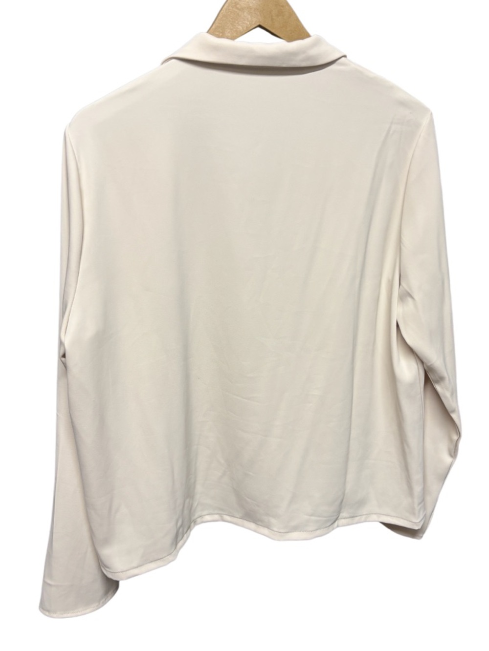 MELLODAY | Cream Button-Up Blouse | Drawstring Hem | Long Sleeve | Size L - Picture 7 of 7